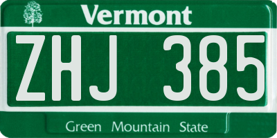 VT license plate ZHJ385