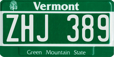 VT license plate ZHJ389
