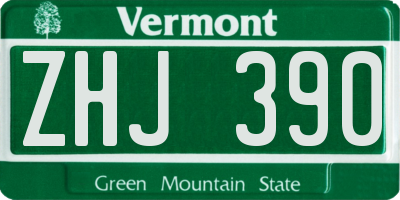 VT license plate ZHJ390