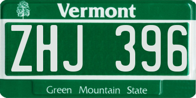 VT license plate ZHJ396