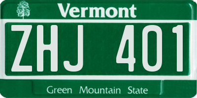 VT license plate ZHJ401