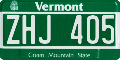 VT license plate ZHJ405