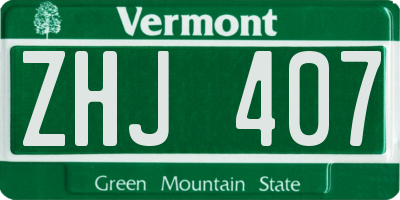 VT license plate ZHJ407