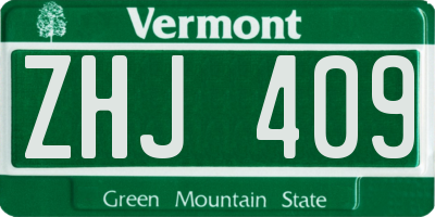 VT license plate ZHJ409