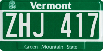 VT license plate ZHJ417