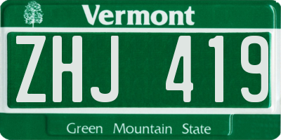 VT license plate ZHJ419
