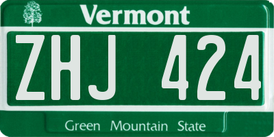 VT license plate ZHJ424