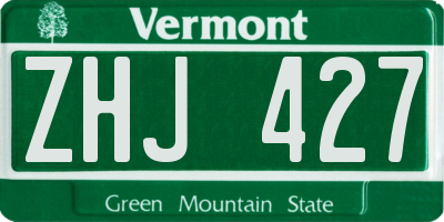 VT license plate ZHJ427