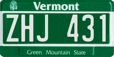 VT license plate ZHJ431