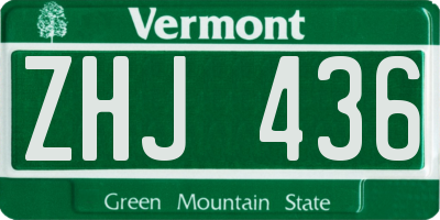 VT license plate ZHJ436