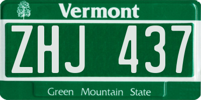 VT license plate ZHJ437