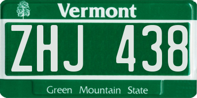 VT license plate ZHJ438