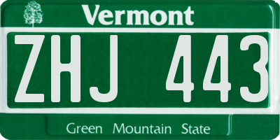 VT license plate ZHJ443