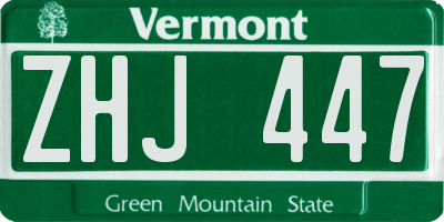 VT license plate ZHJ447