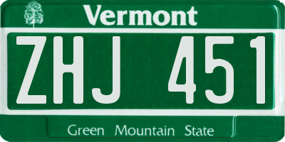 VT license plate ZHJ451