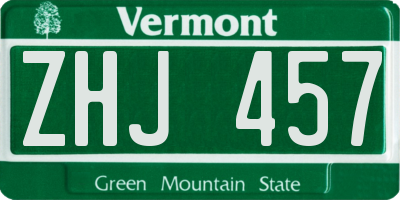 VT license plate ZHJ457