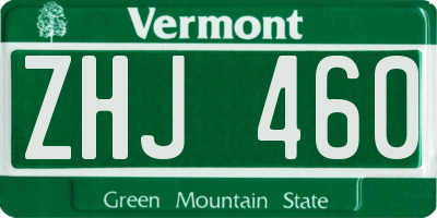 VT license plate ZHJ460
