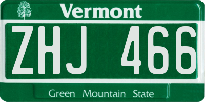 VT license plate ZHJ466