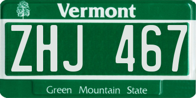 VT license plate ZHJ467