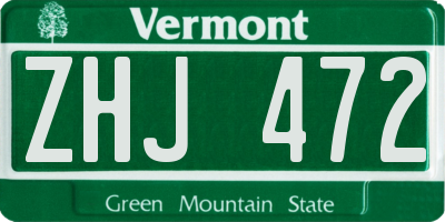 VT license plate ZHJ472