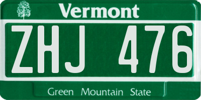 VT license plate ZHJ476