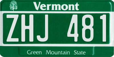VT license plate ZHJ481