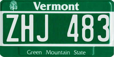 VT license plate ZHJ483