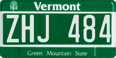 VT license plate ZHJ484