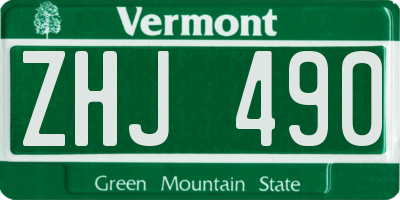 VT license plate ZHJ490