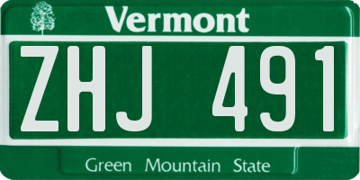 VT license plate ZHJ491