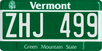 VT license plate ZHJ499