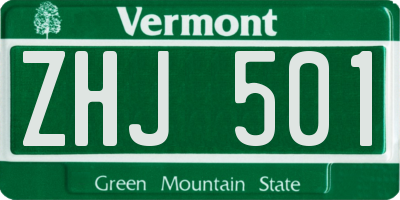 VT license plate ZHJ501