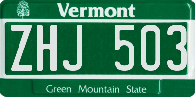 VT license plate ZHJ503