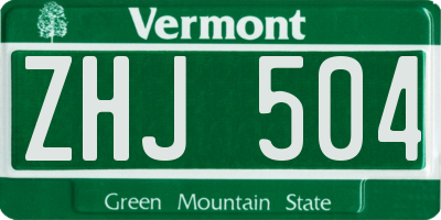 VT license plate ZHJ504