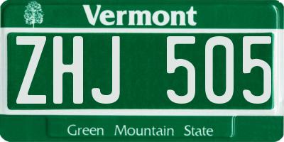 VT license plate ZHJ505