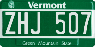 VT license plate ZHJ507