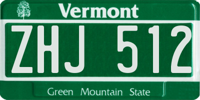 VT license plate ZHJ512