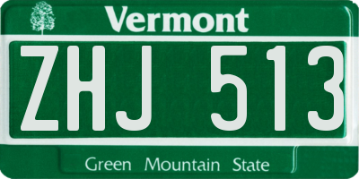 VT license plate ZHJ513