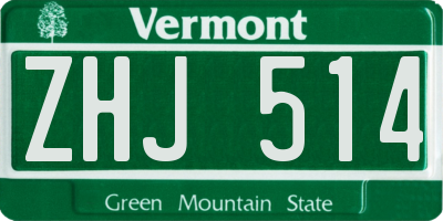 VT license plate ZHJ514