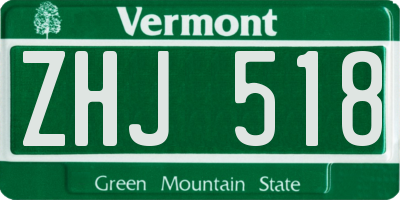 VT license plate ZHJ518