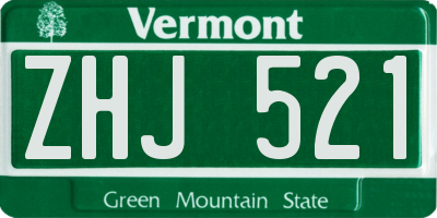 VT license plate ZHJ521
