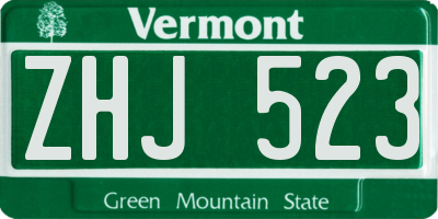 VT license plate ZHJ523
