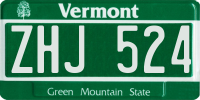 VT license plate ZHJ524