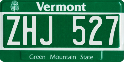 VT license plate ZHJ527