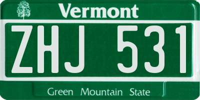 VT license plate ZHJ531