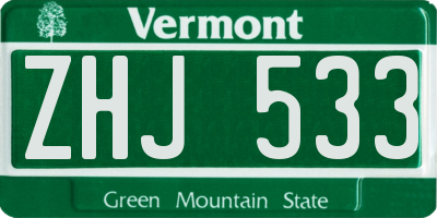 VT license plate ZHJ533