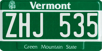VT license plate ZHJ535