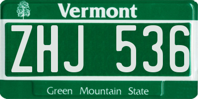 VT license plate ZHJ536