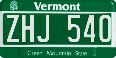 VT license plate ZHJ540