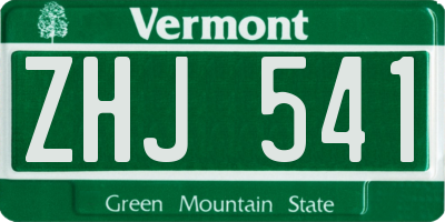 VT license plate ZHJ541